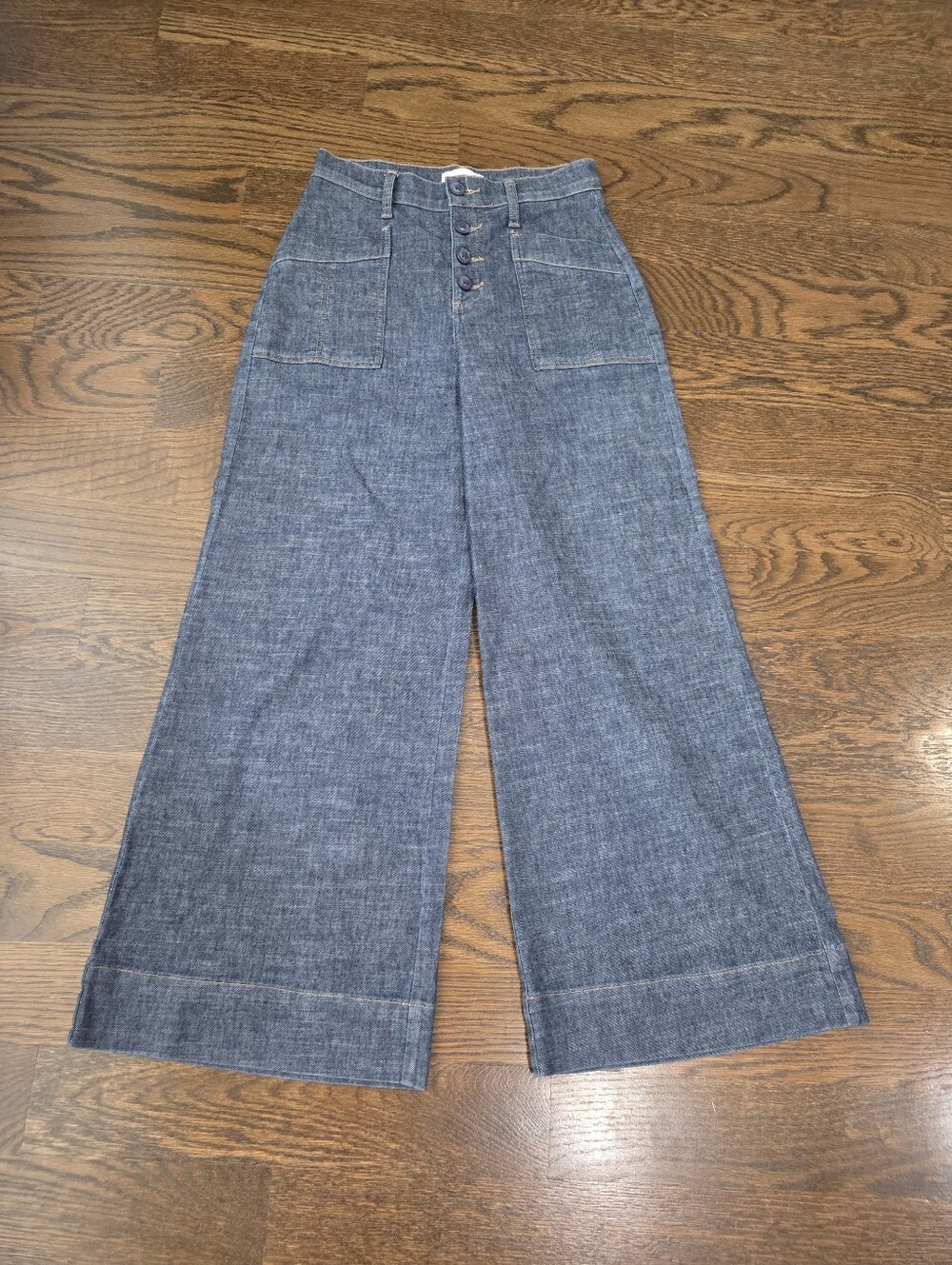 Evereve Wide Leg High-Rise Utility Pants  Jeans Sz.24